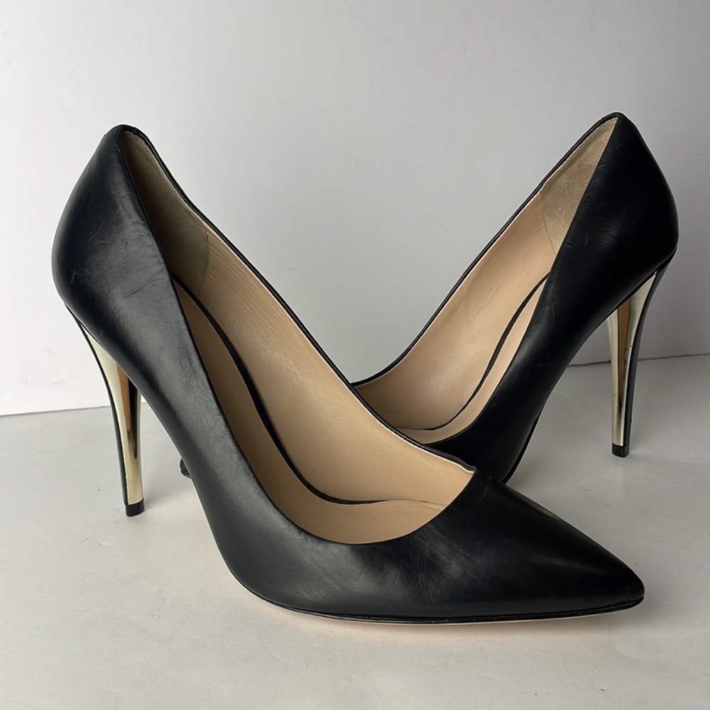 Marciano Black Leather Timeless Stiletto Heels 10